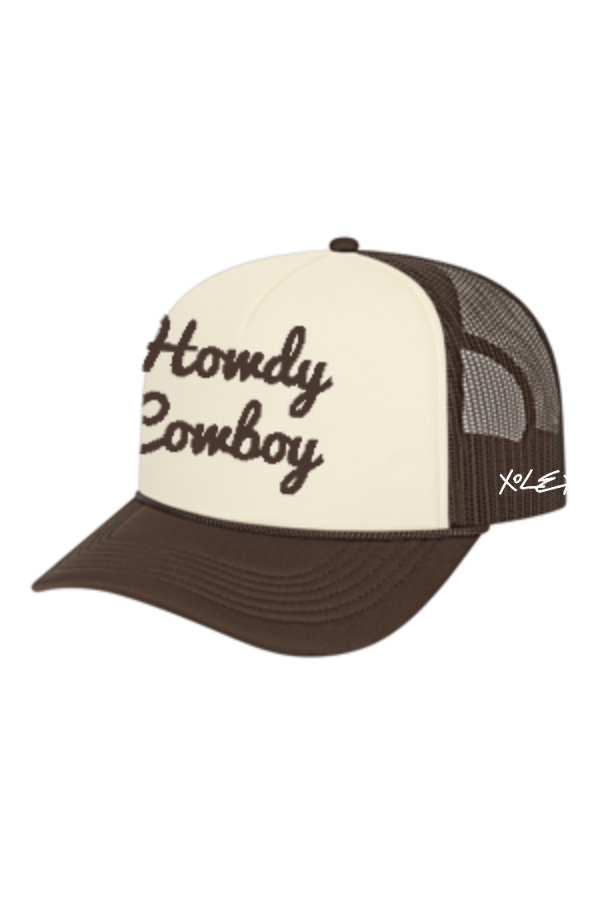 Howdy Cowboy Foam Hat - Brown/White